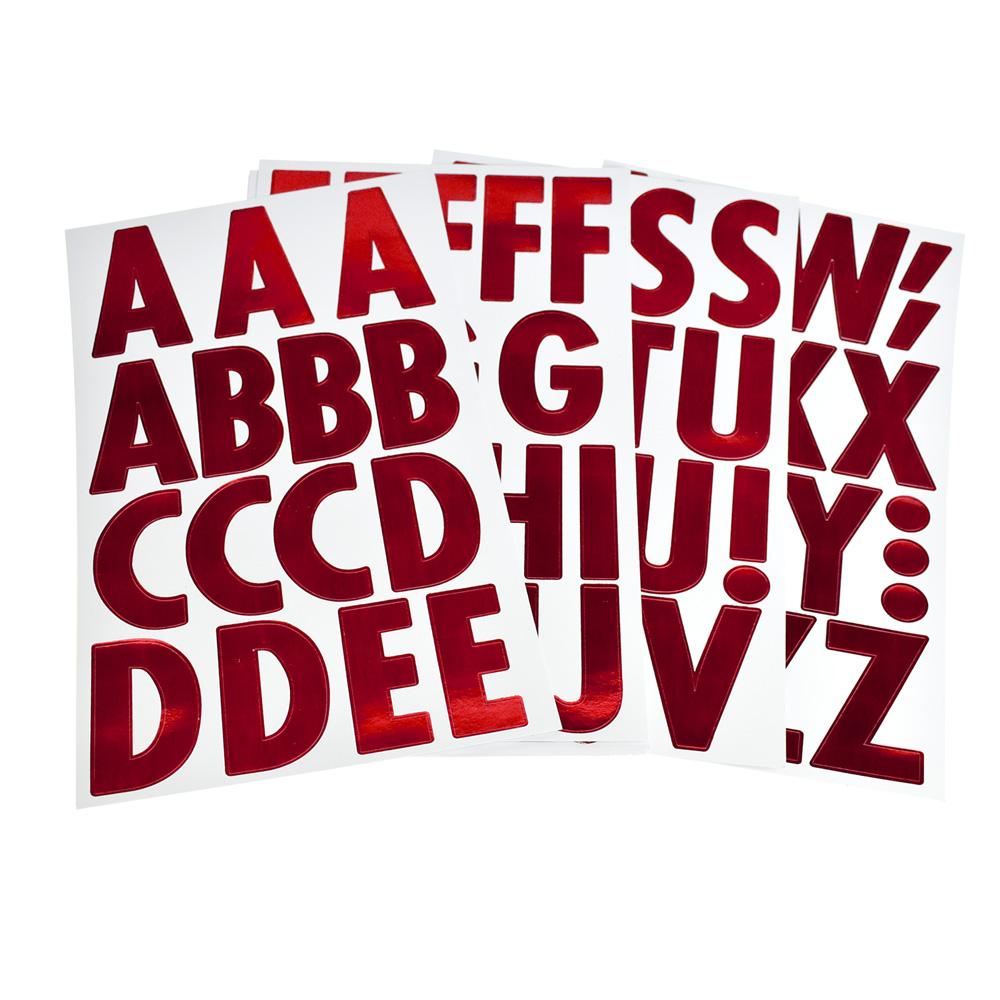 Big Font Alphabet Letter Stickers Large Caps, 82-Piece, 3-Inch, Metallic  Red 